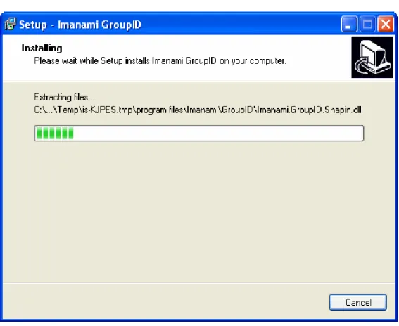 Figure - GroupID installer copying the setup files to a temporary location   2.  The Welcome page of GroupID setup wizard will appear once the setup has extracted all the 