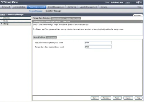 Figure 10: General settings for data collections Status Information (Health) max.count