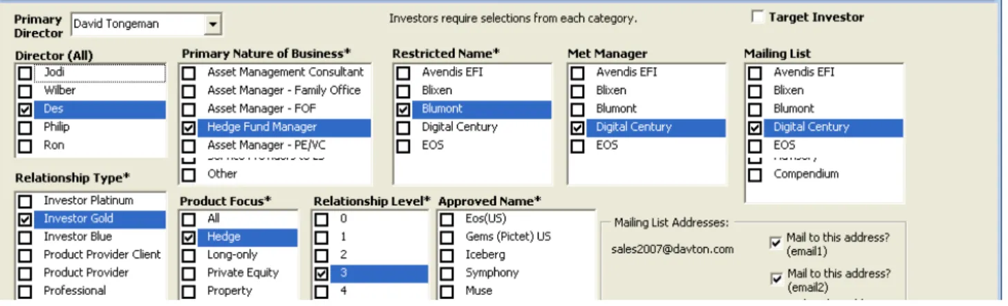 FIGURE 11   EASY SELECTION AND VIEWING  OF DATA WITH LIST BOXES 