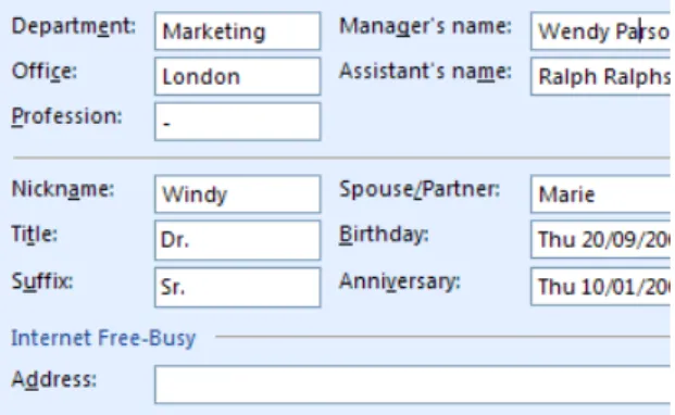 FIGURE 1 STANDARD OUTLOOK FIELDS