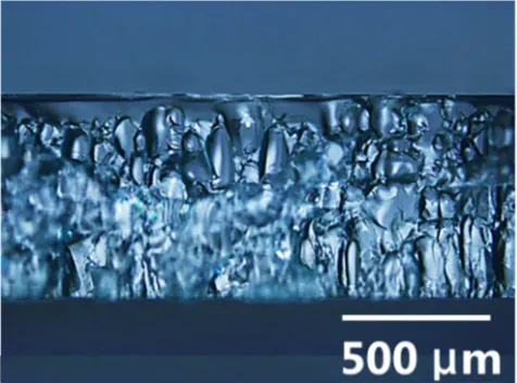 Figure 2. Optical image of the side wall of the glass cut at 0.5 mm/s scanning speed. 