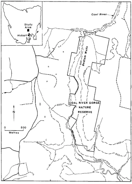 FIG. 1 - Location of the Coal River Gorge Nature Reserve in southeastern Tasmania. 
