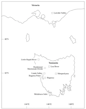 Fig. 2.  South eastern Australia showing the location of fossil deposits mentioned in the text