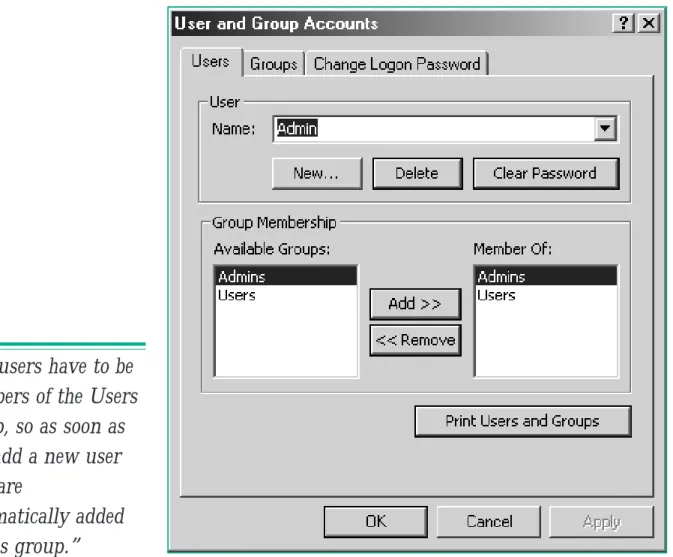 Figure 1 - The Group Accounts dialog box in Access.