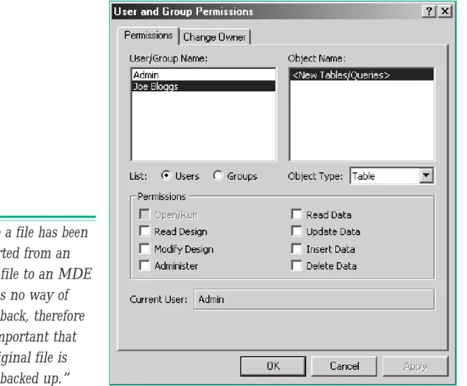 Figure 2 - Group Permissions for Joe Bloggs.