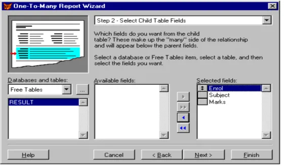 Fig. 9.11: Fields from Child Table of On-to-Many Report Wizard