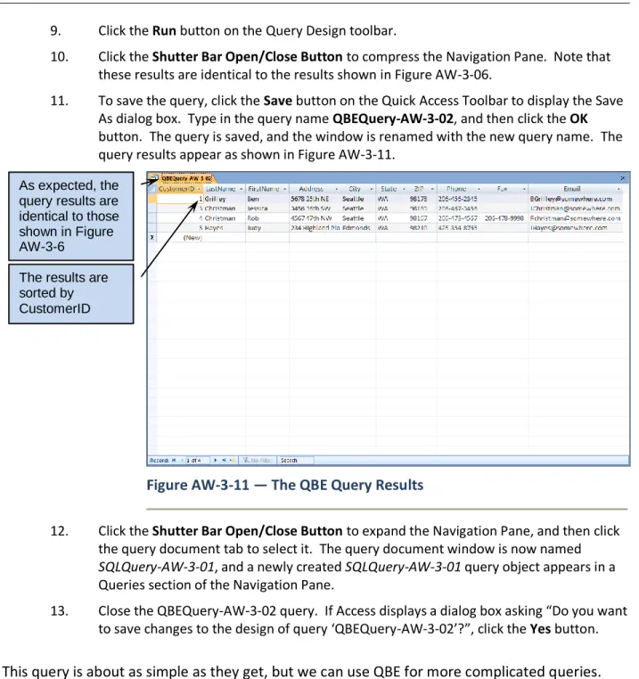 Figure AW-3-11 — The QBE Query Results 