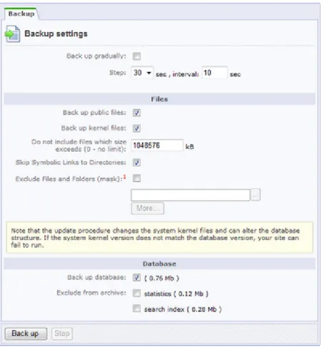 Fig. 2.4 Backup creation form 