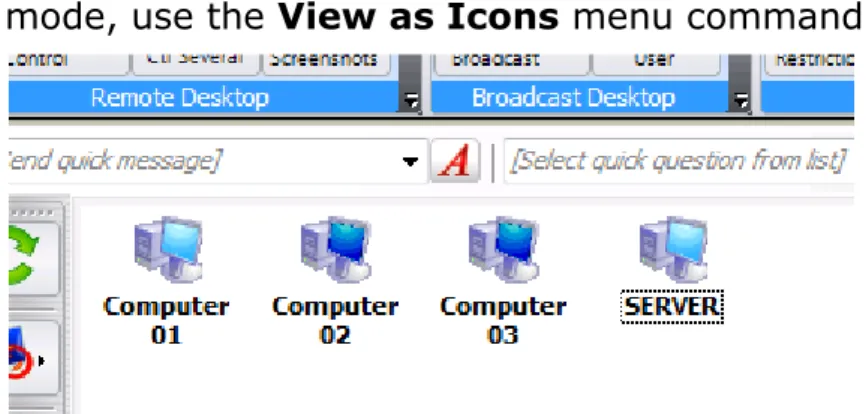 Table View. Provides additional information: IP address or host name of client  computer  and  custom  description  assigned  to  the  connection