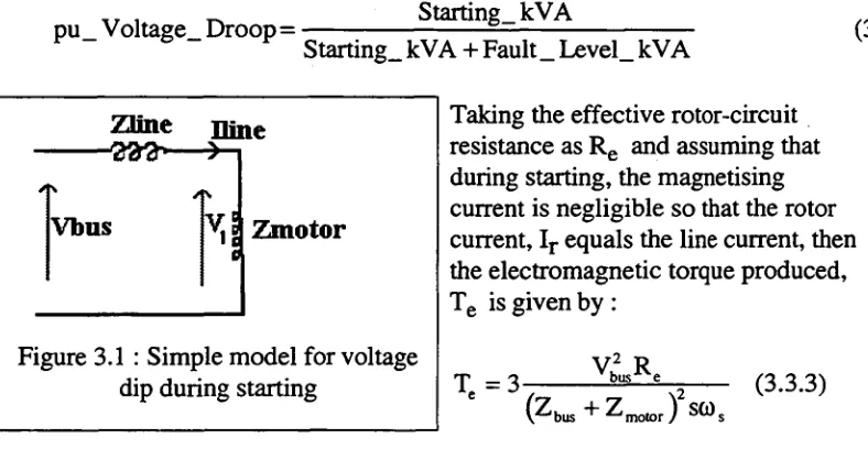 Figure 3.1 : Simple model for voltage dip during starting 