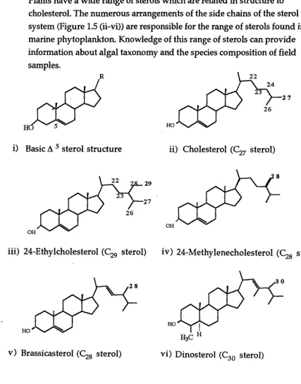 Figure 1.5 Sterol structures. 