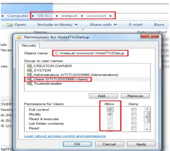 Figure 7-3: Permissions for HotelTV2 Setup 