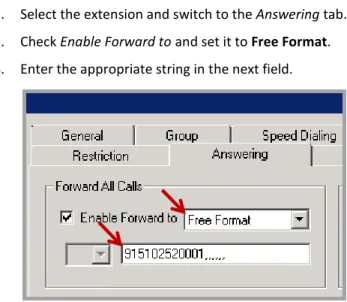 Figure 3: Example of call forwarding to an outside phone number with a long delay