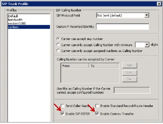 Figure 5: The “Enable SIP REFER” parameter for the SIP Trunk Profile 