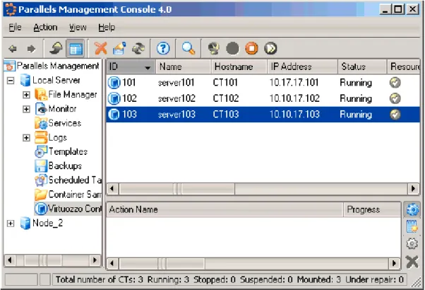 Figure 5: Management Console - Viewing Container 