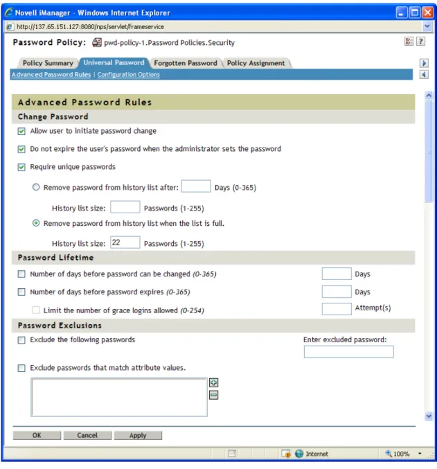 Figure 3-1 shows the first section of the advanced password rules:
