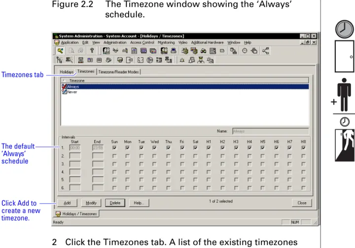 Figure 2.2  The Timezone window showing the ‘Always’ 