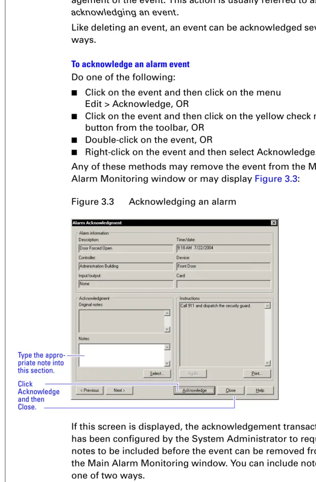 Figure 3.3  Acknowledging an alarm