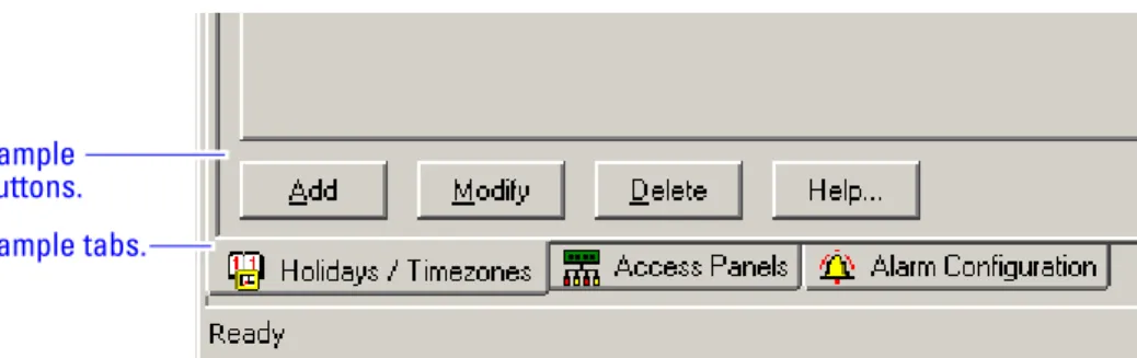 Figure 1.2 Sample buttons and tabs located at the bottom  of the window.