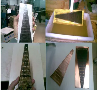 Fig. 20. Septum fabrication on a cooper foil under etching and finished. 