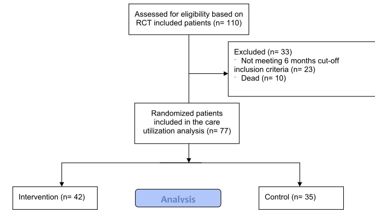 Figure 1 Flow chart of the patients included in the care utilization analysis.