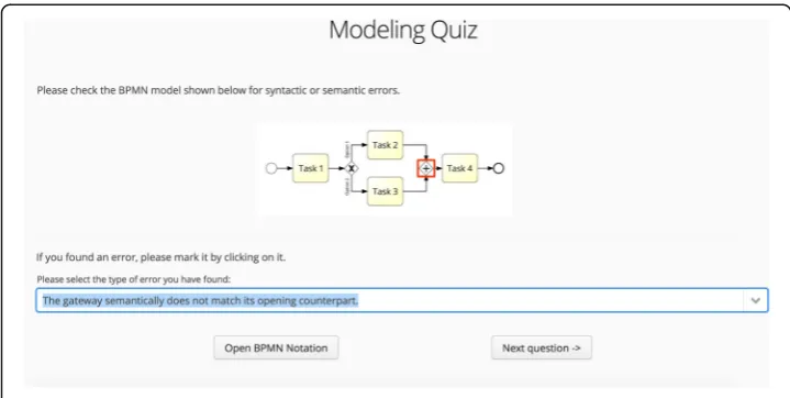 Fig. 11 User interface of item type for assessing BPMN modeling skills