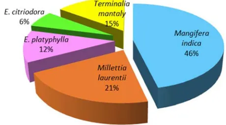 Figure 3. Contribution of taxa from alignment trees in the city of Dolisie. 