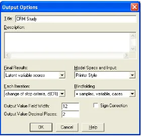 Figure 3.3 Run options used in the PLS-Graph 3.0 model specification. 