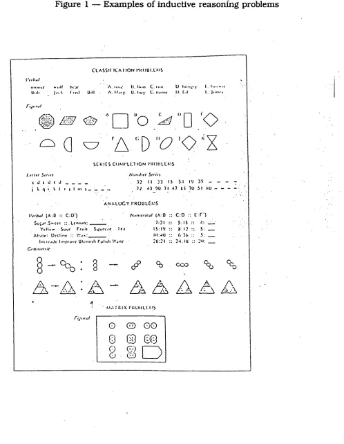 Figure 1 -- Examples of inductive reasoning problems 