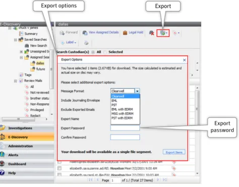 Figure 4. Flexibly export search results online for further review and analysis.