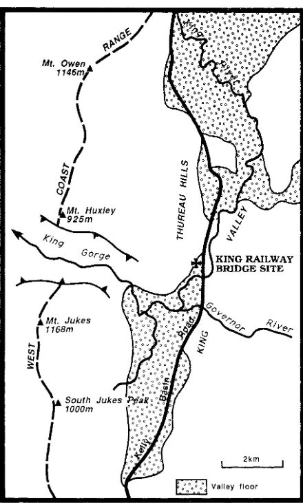 Fig 1 -- Location of King River Bridge site. 