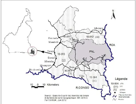 Figure 1. Map of the Lobeke National Park (LNP) 