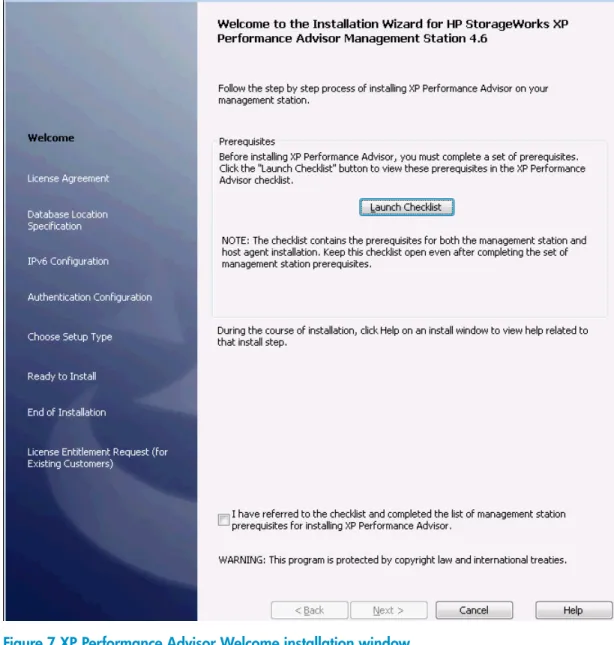 Figure 7 XP Performance Advisor Welcome installation window