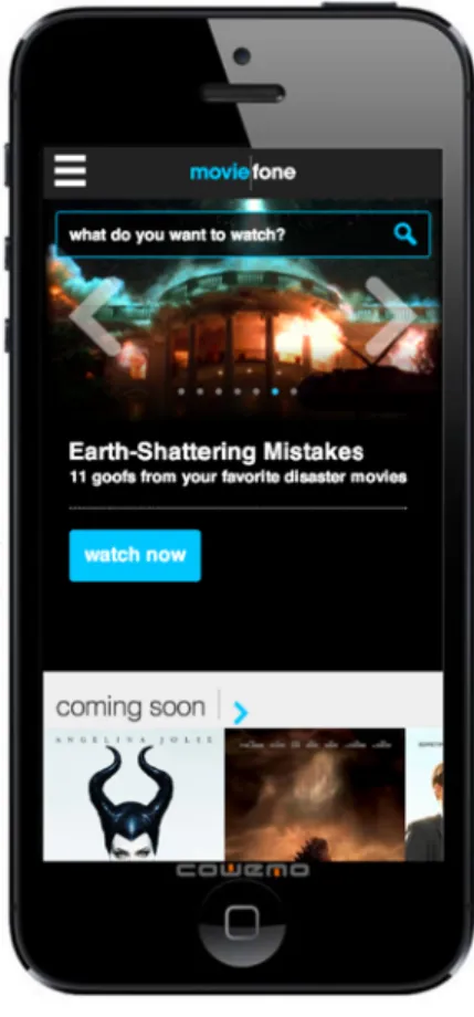 Figure 2 shows the moviefone.com mobile site.  