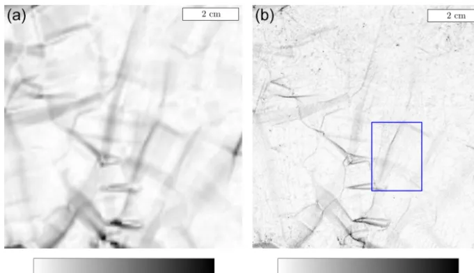 Figure 4. Map of equivalent strain (εeq) after −0.47% of compressive deformation. The blue rectangle shows the area studied in detail inthe paper