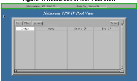 Figure 4:  Netscreen VPN IP Pool View
