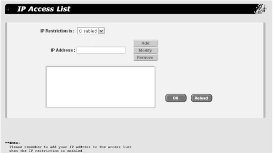 Figure 6. IP Access List Page