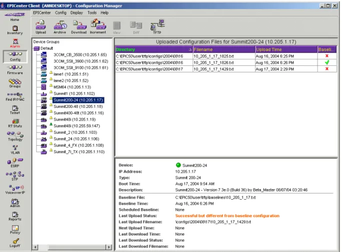 Figure 9: Configuration file information for a device