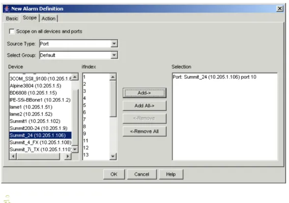 Figure 20: The Scope tab of the New Alarm Definition window