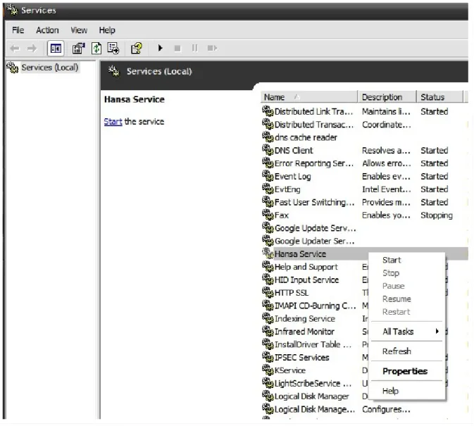 Figure 1: Starting the SQL Service