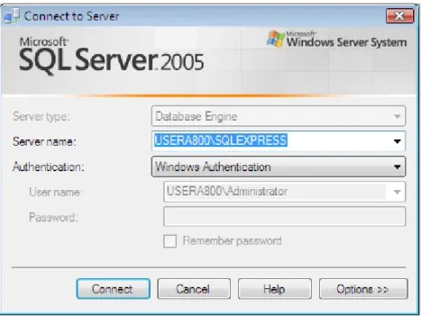 Figure   1:   Login   into   SQL   Server   Management   Studio   –   SQL   Server  Authentication