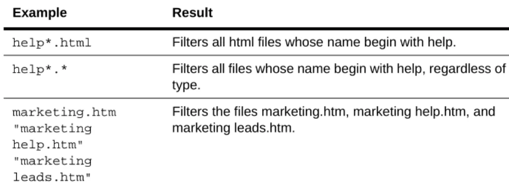 Table 4-5.  Browser filter examples 