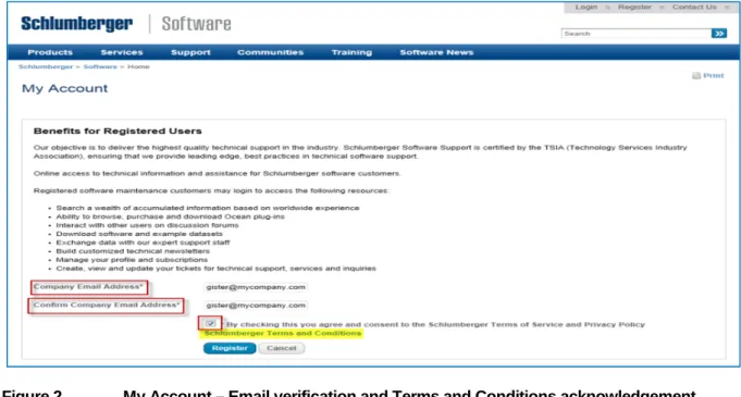 Figure 2   My Account – Email verification and Terms and Conditions acknowledgement 