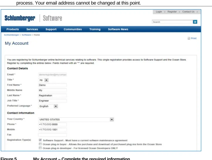Figure 5   My Account – Complete the required information 