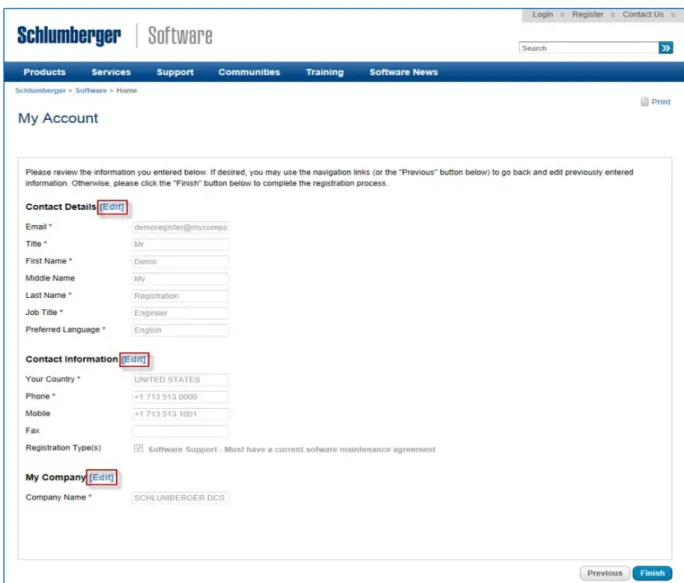 Figure 9   My Account – review information with Edit options 