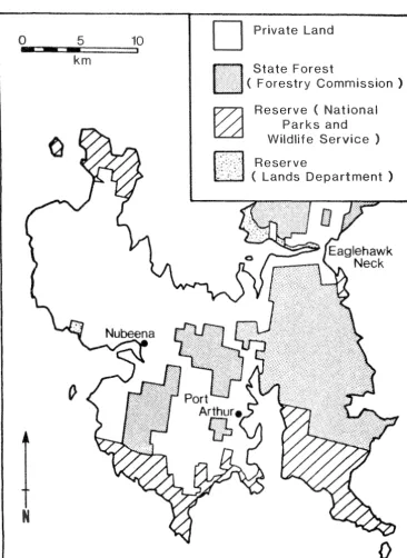 FIG. I - The broad pattern of land tenure on TasTrUln Peninsula (boundaries somewhat generalised)