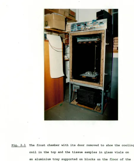 Fig. 2.1 The frost chamber with its door removed to show the cooling 