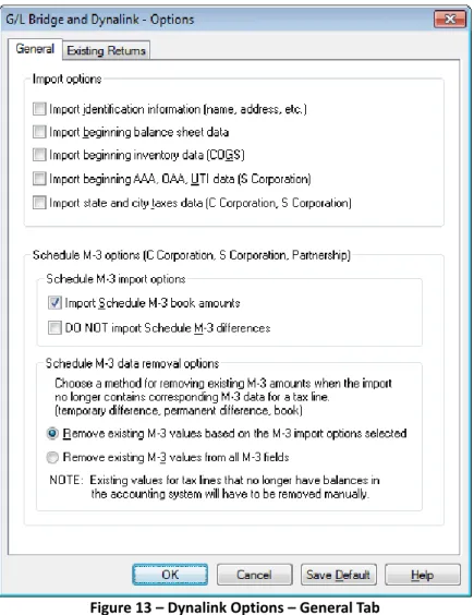 Figure 13 – Dynalink Options – General Tab 