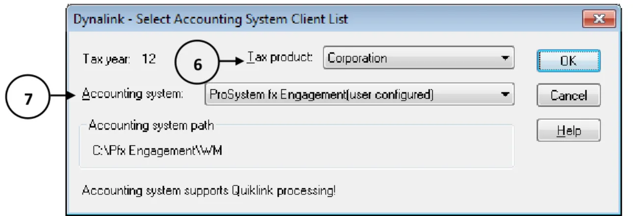 Figure 9 – ProSystem fx Tax Dynalink Window 