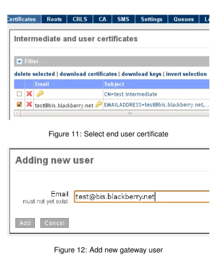 Figure 11: Select end user certificate